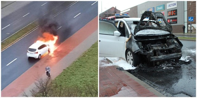 Auto stanęło w płomieniach przy ul. Wojska Polskiego