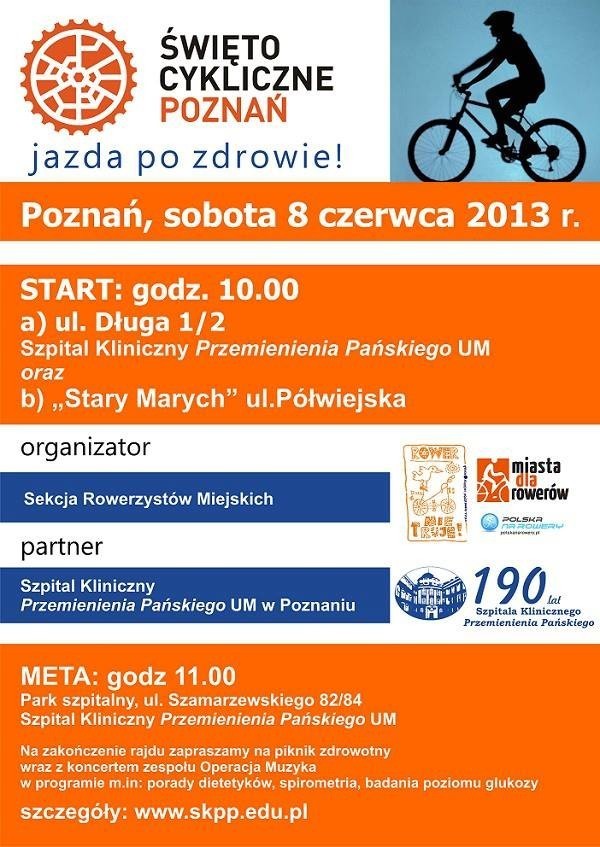 Święto Cykliczne 2013 w Poznaniu: Będą promować jazdę po zdrowie!