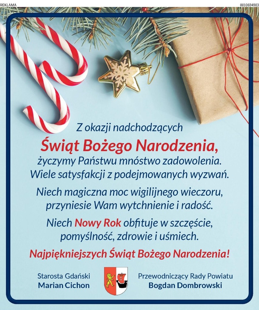 Życzenia Świąteczne Powiat Gdański                                         