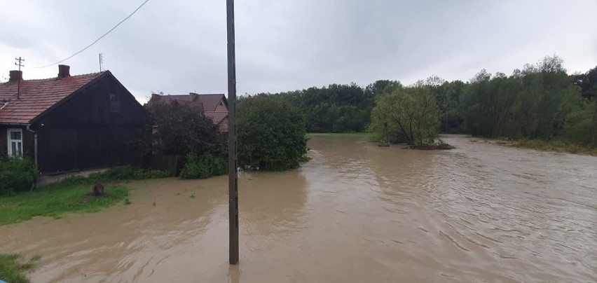 Straty po wcześniejszym oberwaniu chmury w Nowym Sączu oraz...