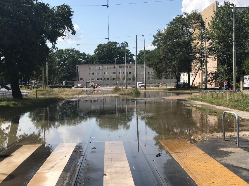 Nie jeżdżą tramwaje. Awaria wodociągowa przy zajezdni Dąbie