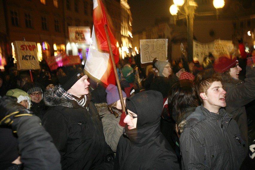 Kraków: II protest &quot;Nie dla ACTA&quot; [ZDJĘCIA]