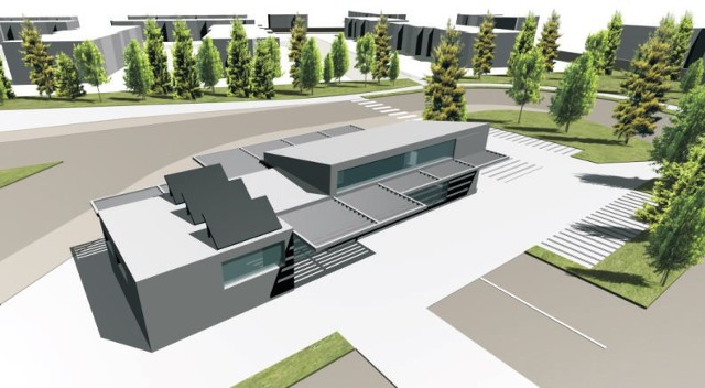 Wstępna koncepcja dworca przesiadkowego w Skórzewie. Projekt zakłada miejsce na poczekalnię i lokale usługowe. Linia autobusowa zostanie wydłużona, a skrzyżowanie przebudowane