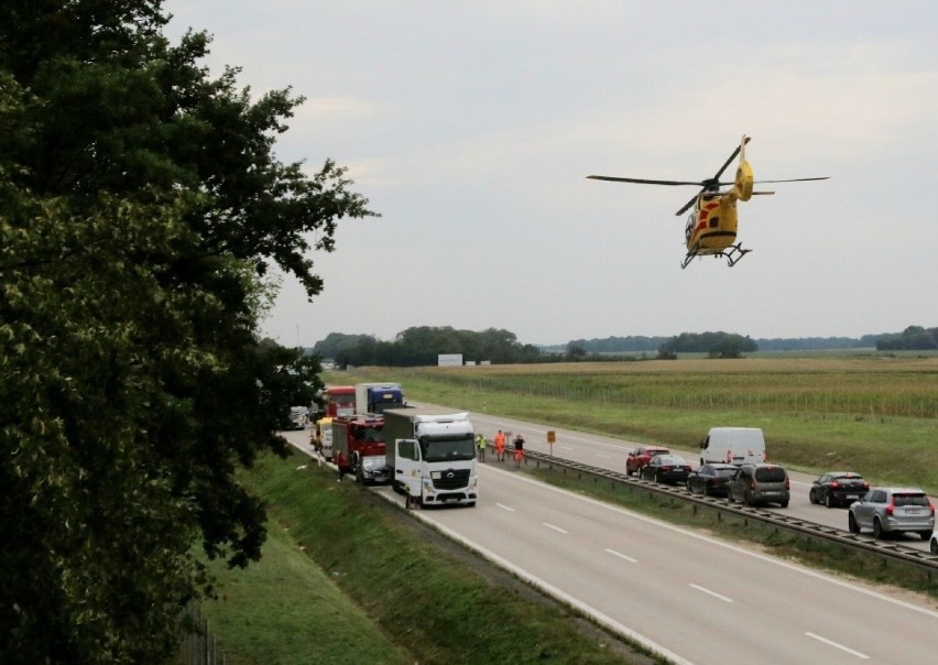 Wypadek na autostradzie A4 pod Wrocławiem 19.08.2022