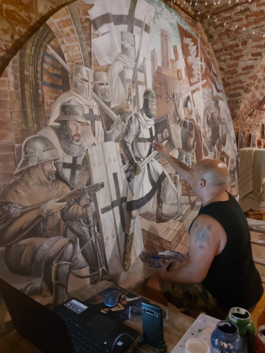 Obraz przedstawiający walki o zamek w Radzyniu Chełmińskim...