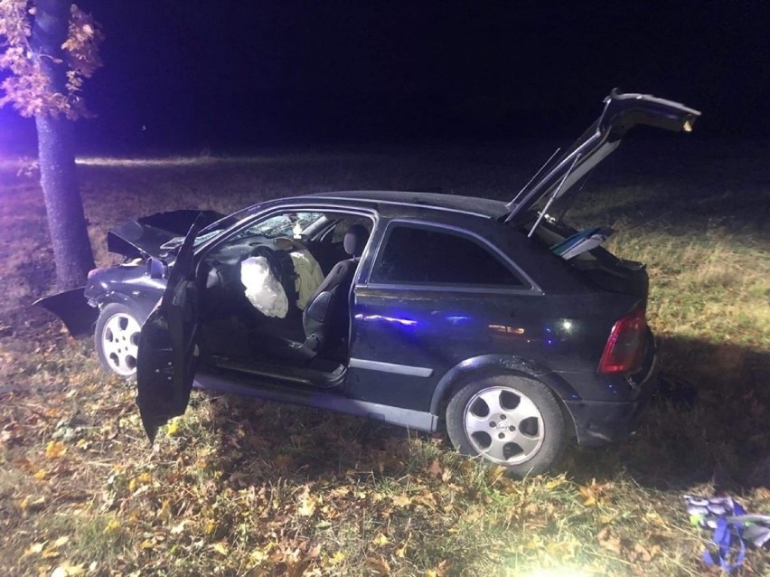 Opel uderzył w drzewo. Dwoje dzieci rannych [ZDJĘCIA]