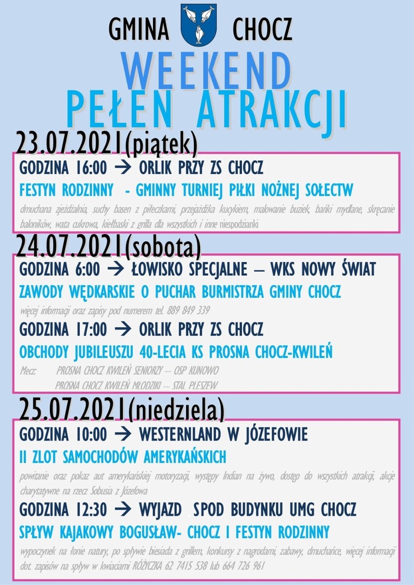 To będzie weekend pełen atrakcji! Jakie imprezy zaplanowano w gminie Chocz?