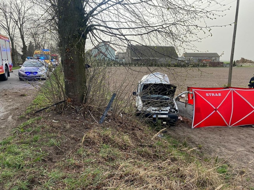 Tragiczny wypadek w gminie Trzemeszno. Samochód uderzył w drzewo