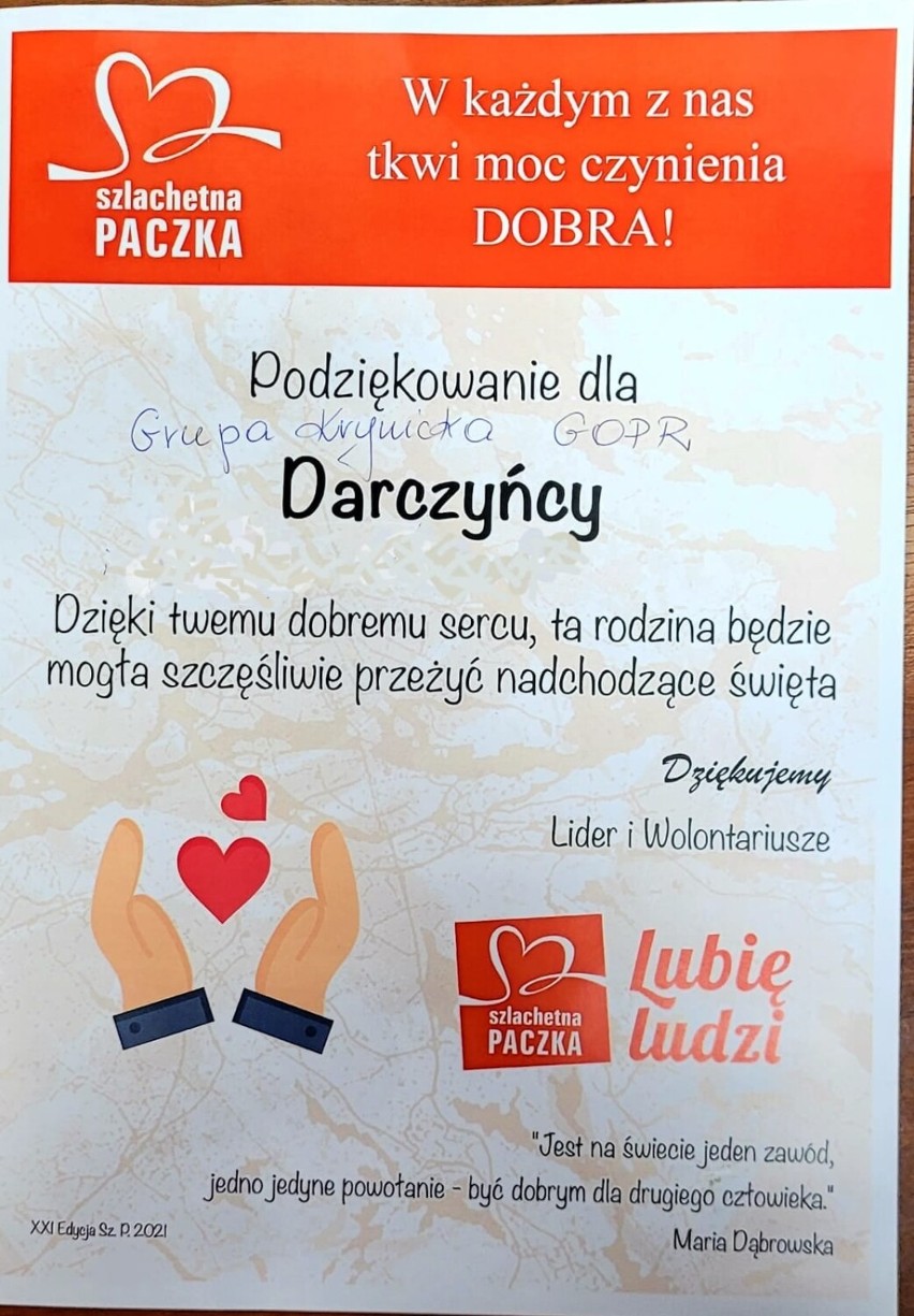 Szlachetna Paczka od goprowców trafiła do potrzepującej rodziny w Homrzyskach