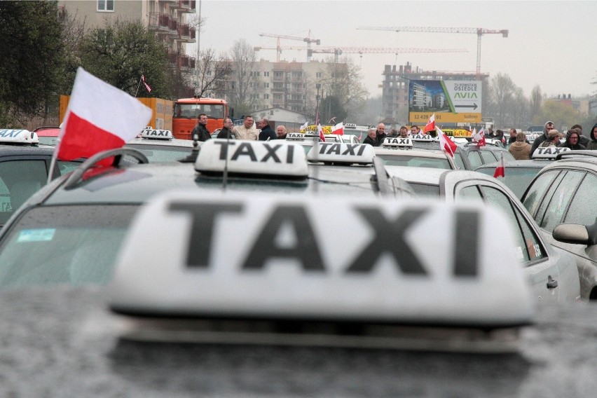 Protest taksówkarzy w Krakowie