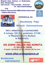 25. Wieczór Astronomiczny przeniesiony na 4 lutego