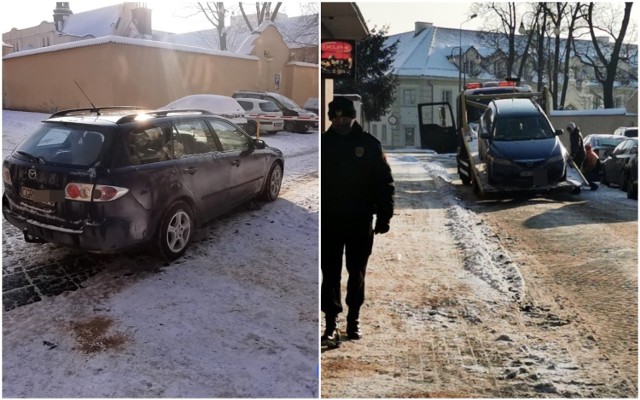 Mazda odholowana na parking policyjny we Włocławku