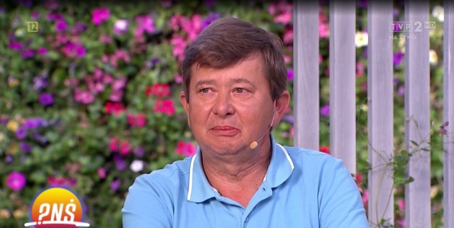 Wojciech Kot, sadownik z Uleńca podczas występu w programie "Pytanie na śniadanie".