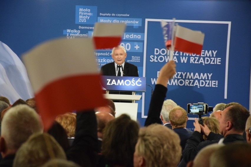 Jarosław Kaczyński w Zamościu: Nie było żadnych wątpliwości w sprawie poparcia Andrzeja Wnuka (ZDJĘCIA)