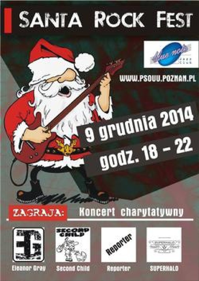 Imprezy w Poznaniu: Santa Rock Fest w Blue Note

Mikołajkowo i Rockowo będzie dziś od 18.00 w poznańskim Klubie Blue Note. Warto przyjść, posłuchać dobrej muzyki i wrzucić do skarbony odpowiednią sumę albo kupić cegiełkę za 10 lub 15 zł.

Pieniądze przeznaczone zostaną na budowę Domu Kajki, miejsce, w którym zamieszka 12 osób z niepełnosprawnością intelektualną.

Zagrają: Eleanor Gray, Superhalo, Reporter, i Second Child.