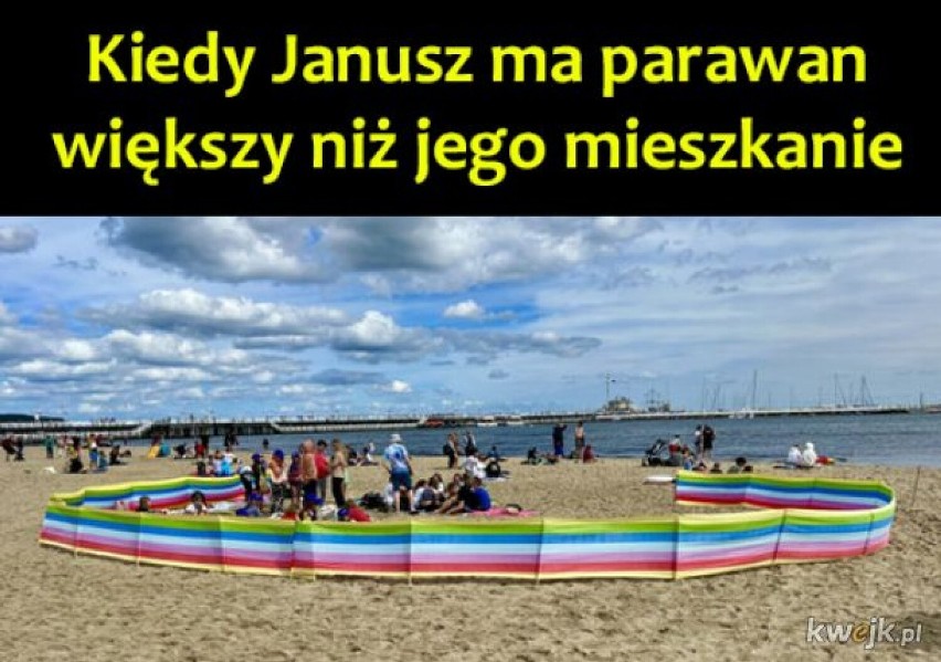 Janusz urlopuje się nad Bałtykiem i rządzi na plaży! Wszak to MISTRZ parawaningu - sprawdź te MEMY