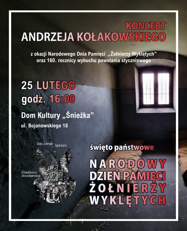 Bezpłatne karty wstępu na koncert można odebrać w DKiK „Śnieżka”.