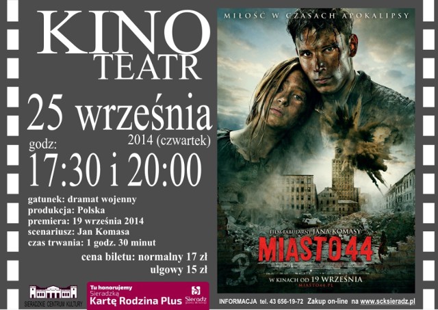 Czwartkowe kino w Sieradzu. 25 września na kilku seansach Miasto 44