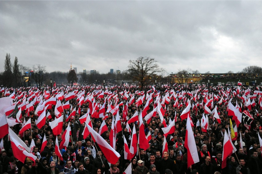 Zdjęcie z Marszu Niepodległości 2015 w Warszawie.