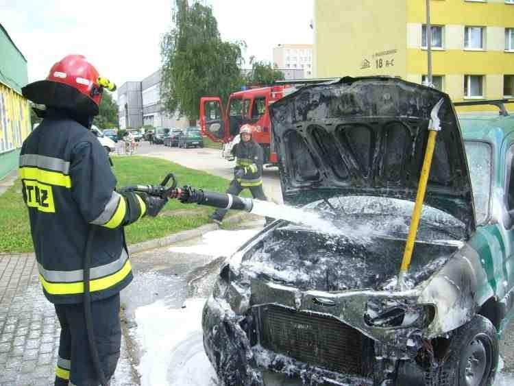 Pożar samochodu w Żorach