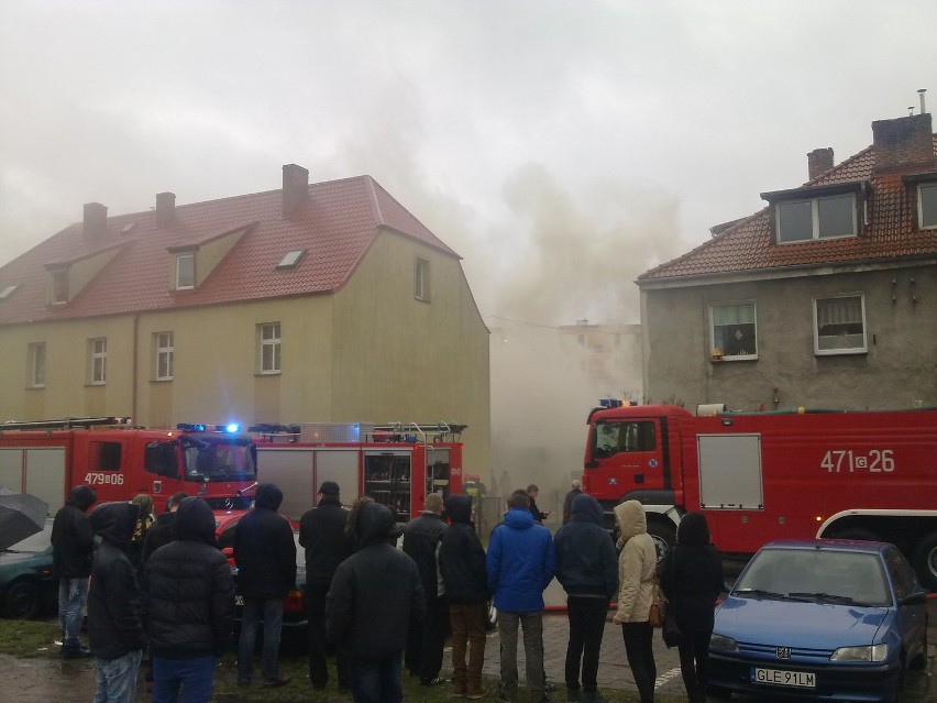 Pożar pomieszczeń gospodarczych na ul. Słowackiego w Lęborku