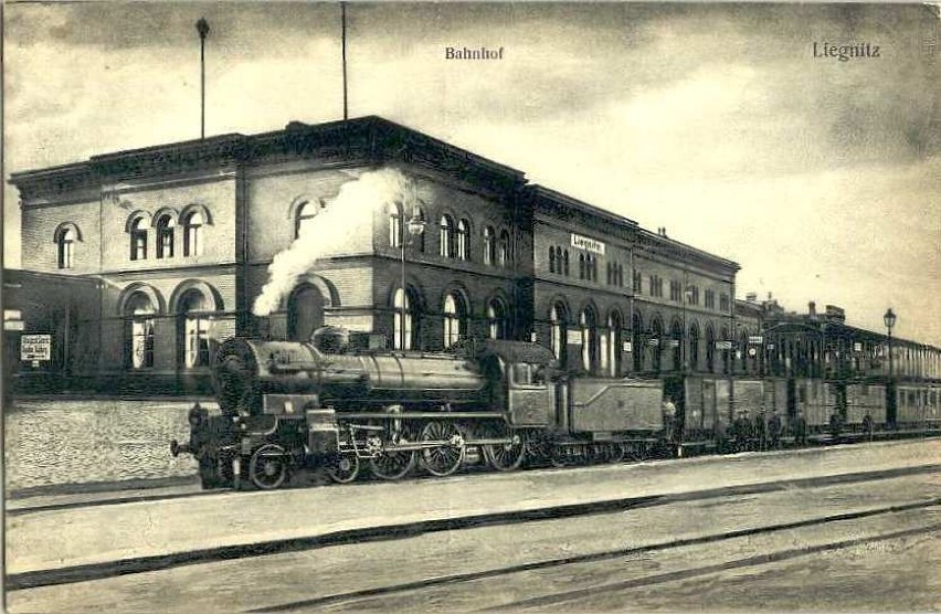 Drugi legnicki dworzec na kartce pocztowej z 1915 roku