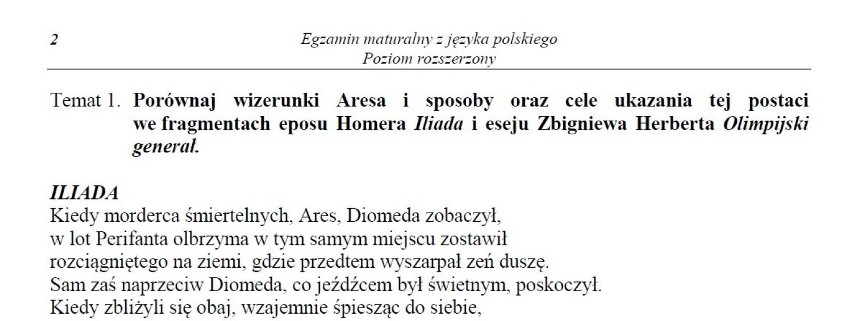 Język polski - rozszerzony - arkusz