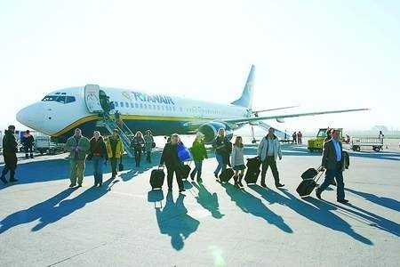 Powitanie samolotu Ryanair w Gdańsku. 
Fot. Grzegorz Mehring