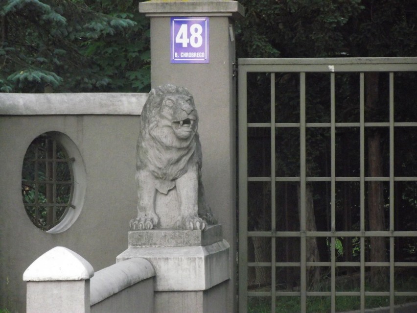 Lew pilnujący wejścia do centrum informacji turystycznej w...