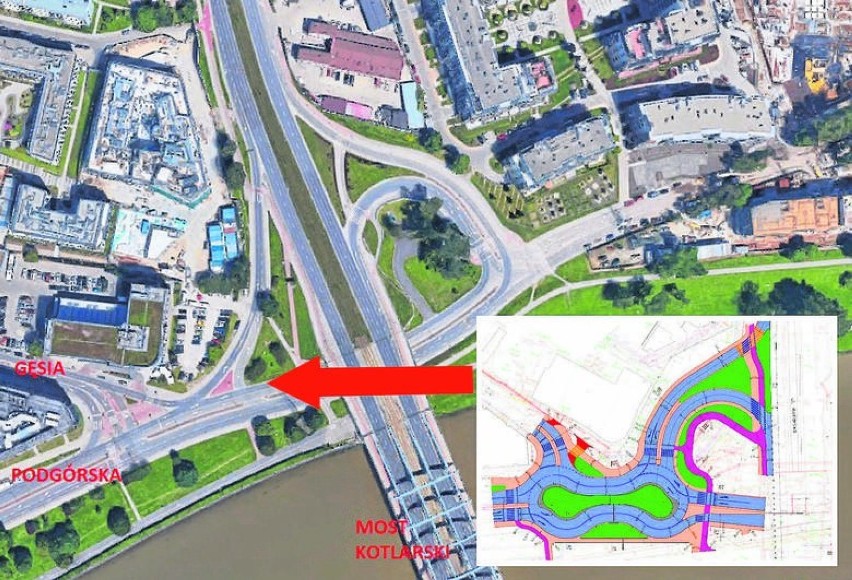 Kraków. Miasto zapowiada budowę brakującego wjazdu z ulicy Podgórskiej na most Kotlarski. Ale jeszcze trzeba poczekać na tę inwestycję