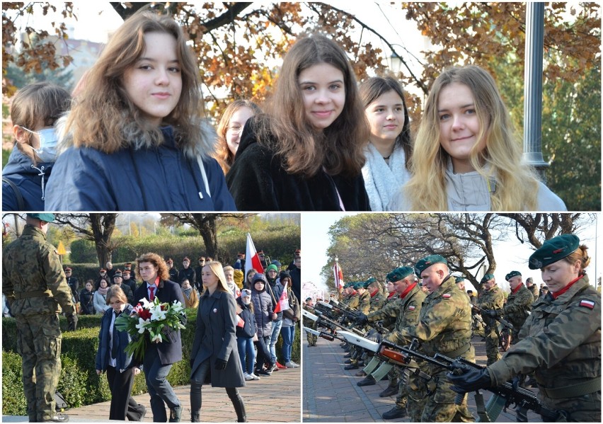 11 listopada 2021 w Głogowie. Powiatowe uroczystości - marsz i apel przy pomniku. Zdjęcia