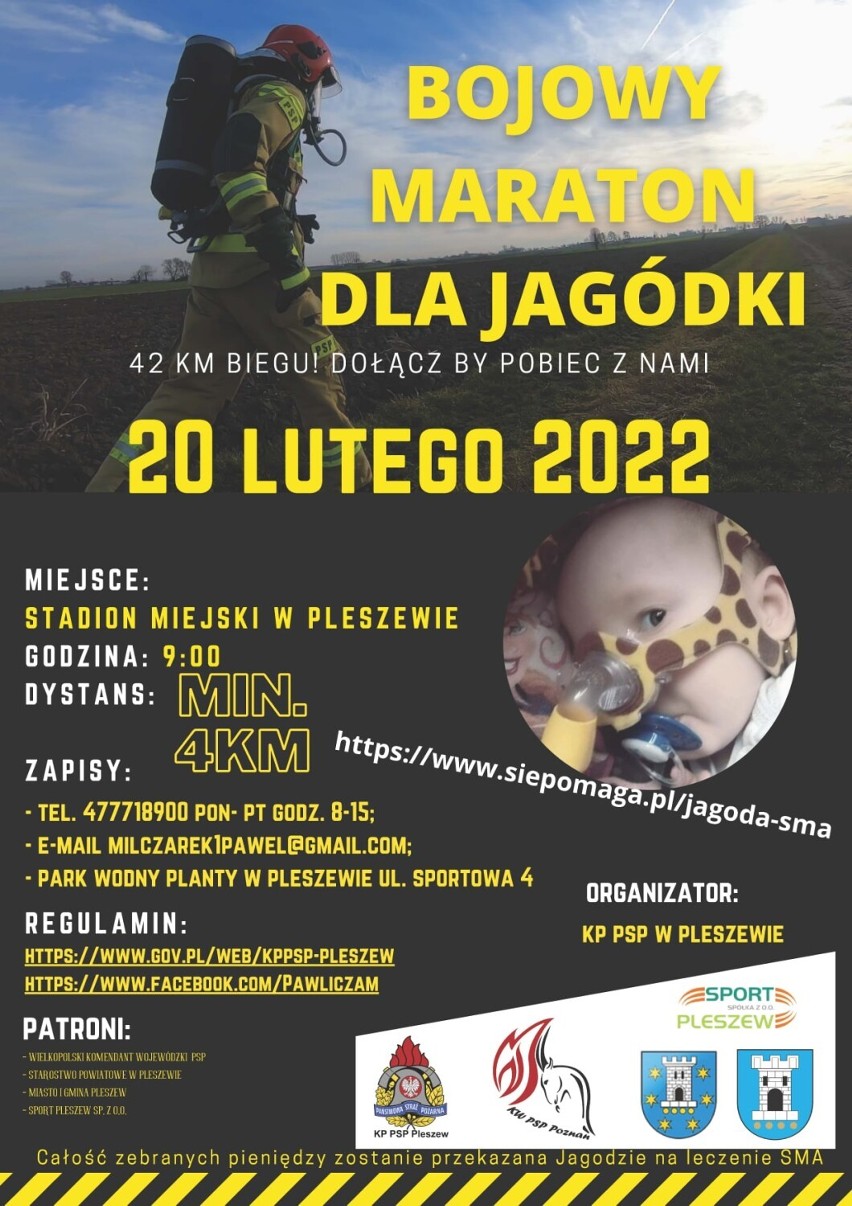 Maraton bojowy dla małej Jagódki odbędzie się 20 lutego w Pleszewie