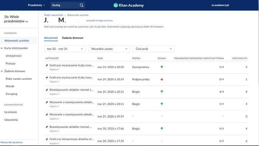 Matematyka online w sławieńskim liceum. Monitoring aktywności i wideolekcje