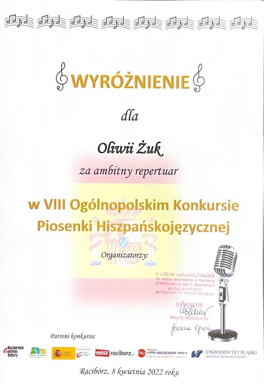 Utalentowane uczennice z naszego regionu wśród laureatów VIII Ogólnopolskiego Konkursu Piosenki Hiszpańskojęzycznej