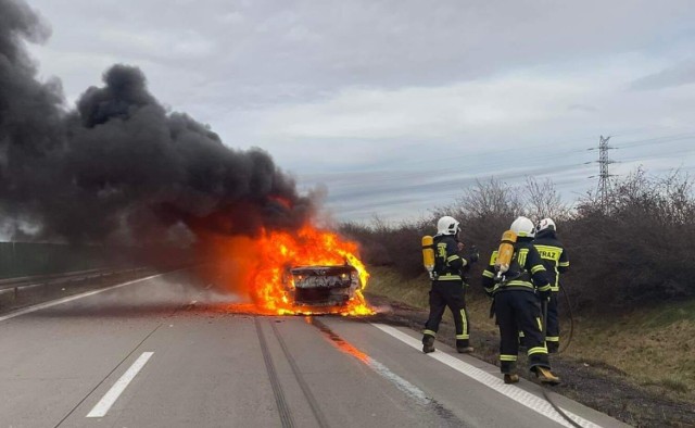 Pożar samochodu na A4