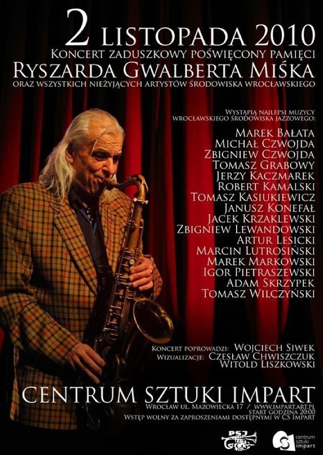 Plakat tegorocznych Zaduszek Jazzowych we Wrocławiu.