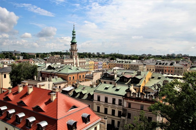 Panorama Zamościa widziana z katedralnej wieży