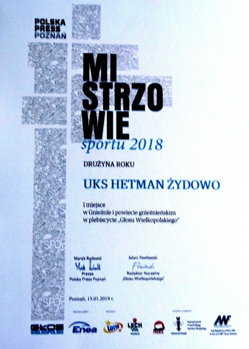 UKS Hetman Żydowo zdobywcą pierwszego miejsca plebiscytu "Głosu Wielkopolskiego" w etapie powiatowym
