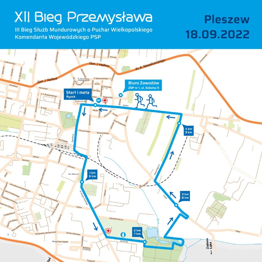 Mapa trasy Biegu Przemysława 2022