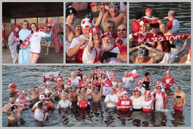 Morsy Kujawskie Włocławek zawsze szczególnie traktują Święto Narodowe. W poniedziałek do wody jeziora Czarnego amatorzy kąpieli weszli w barwach biało-czerwonych. Już w wodzie zaśpiewali także hymn państwowy.