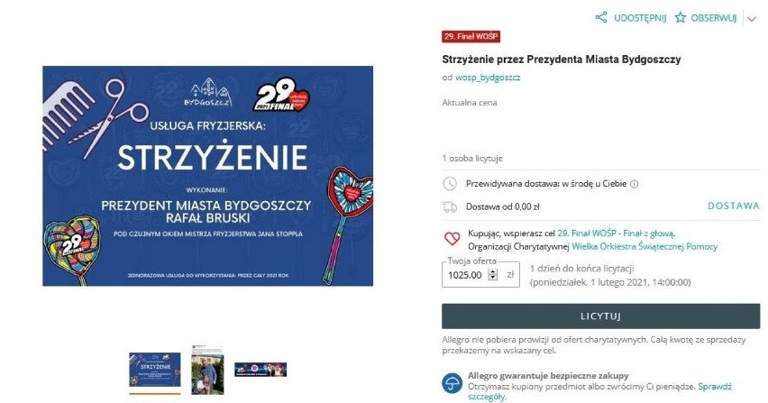 Przedmiotem licytacji jest usługa fryzjerska w wykonaniu...