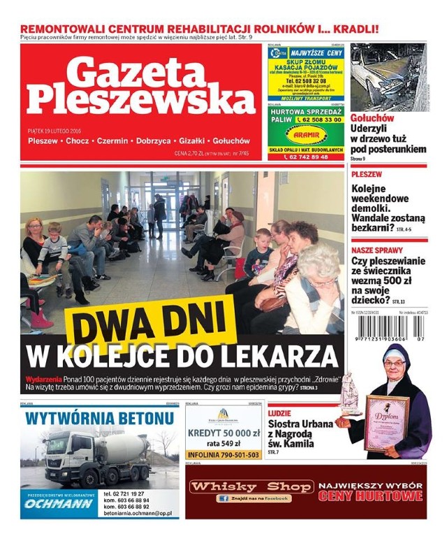 Gazeta Pleszewska 19 luty 2019  - co w dzisiejszym wydaniu?