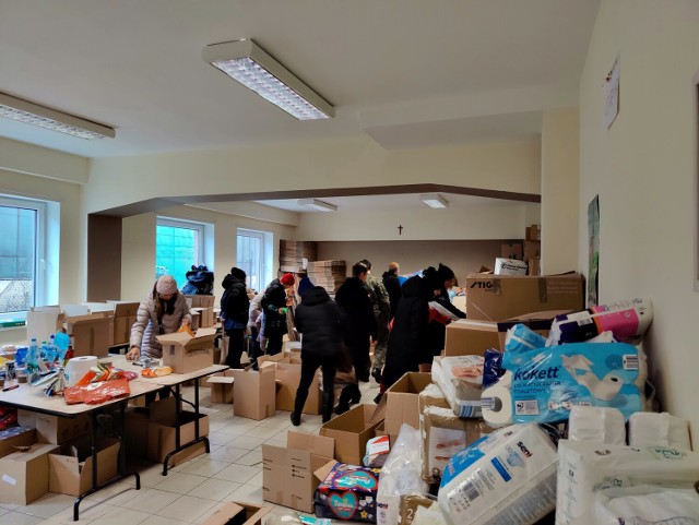 Punkt zbiórki darów dla Ukraińców w Olkuszu