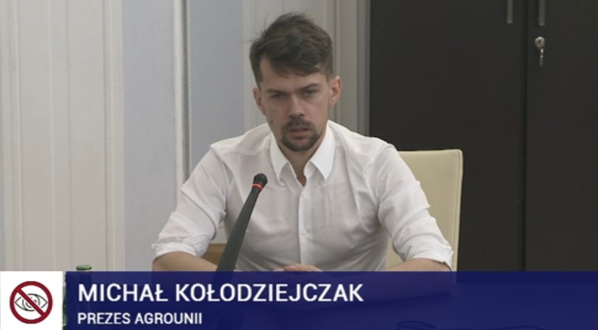 Michał Kołodziejczak, lider AgroUnii przed komisją senacką...