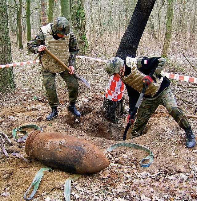 W starogostyńskich lasach saperzy wykopywali nawet ogromne bomby lotnicze.