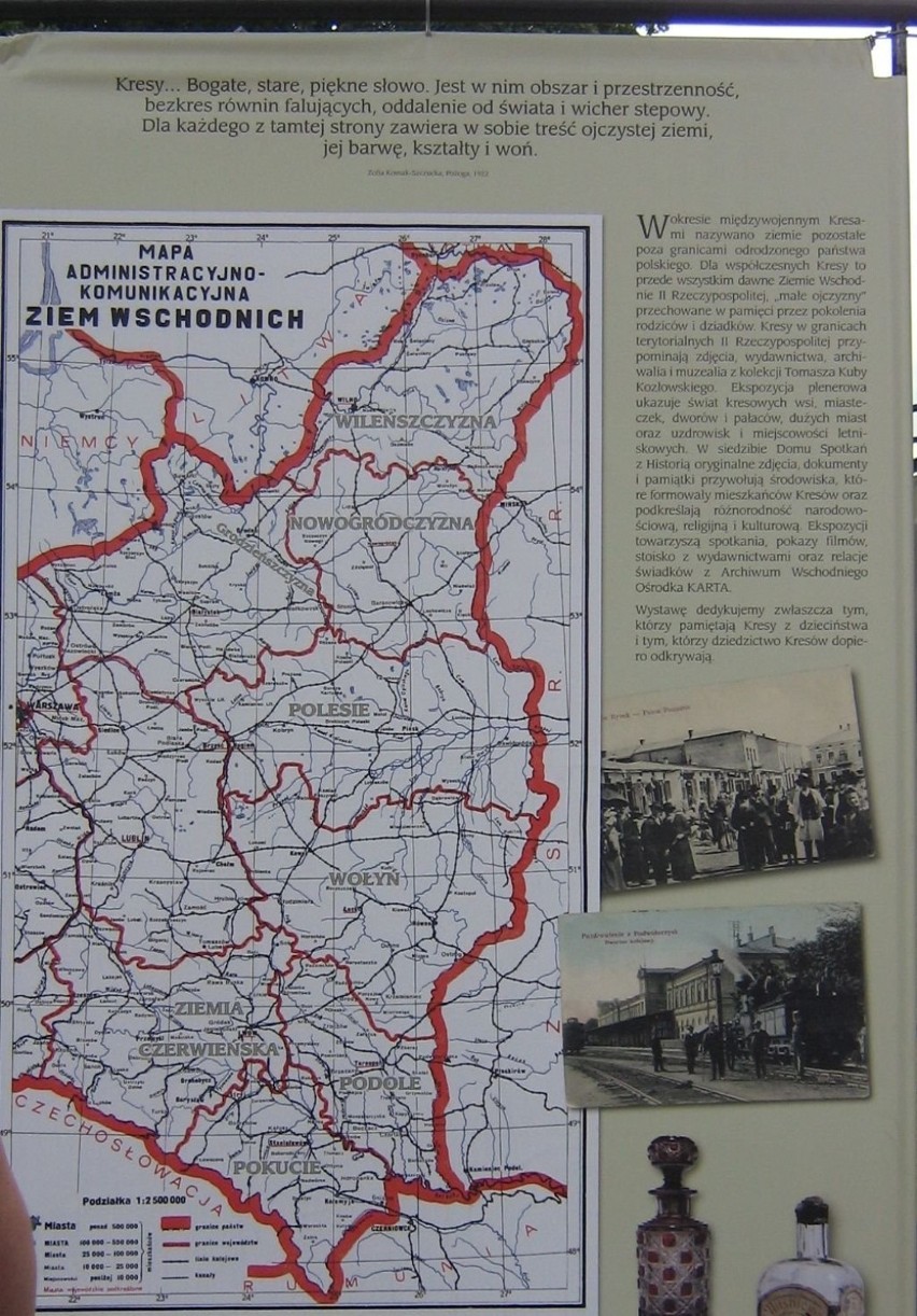Mapa Kresów w granicach sprzed 1939 roku z zaznaczonymi...