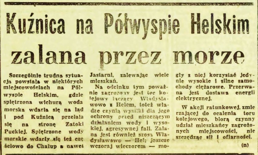 Jastarni i Kuźnica zalał Bałtyk. Sztorm stulecia z 1983 roku przelał morze prosto do Zatoki Puckiej | HISTORIA POWIATU PUCKIEGO