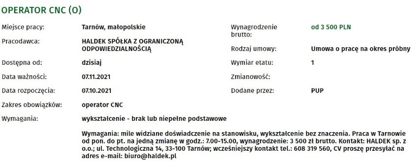 Najatrakcyjniejsze oferty pracy z PUP w Tarnowie -...