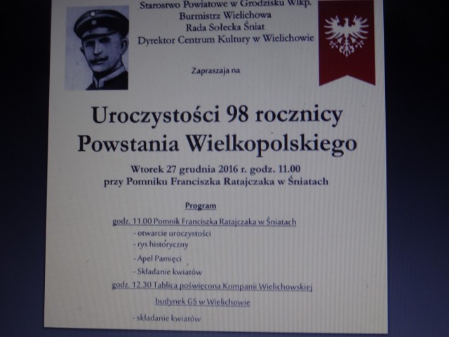 Uczcijmy 98 rocznicę Powstania Wielkopolskiego