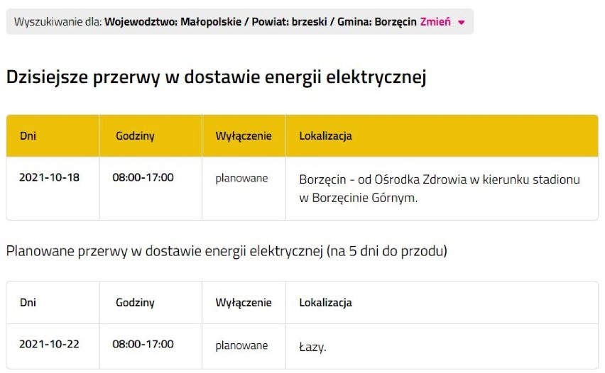 Wyłączenia prądu w powiecie bocheńskim i brzeskim,...